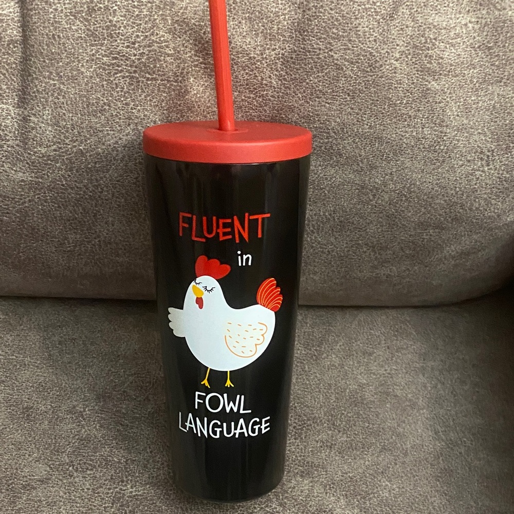 New Red and Black 'Fluent in Fowl Language' Chicken Tumbler stainless